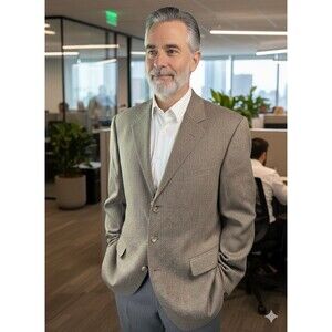 NWT Andrew Fezza Blazer 46L Lambswool Cashmere Herringbone Tweed Sport Jacket